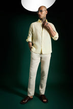 Heart Hand Embroidered Irish Linen Shirt - Mellow Yellow
