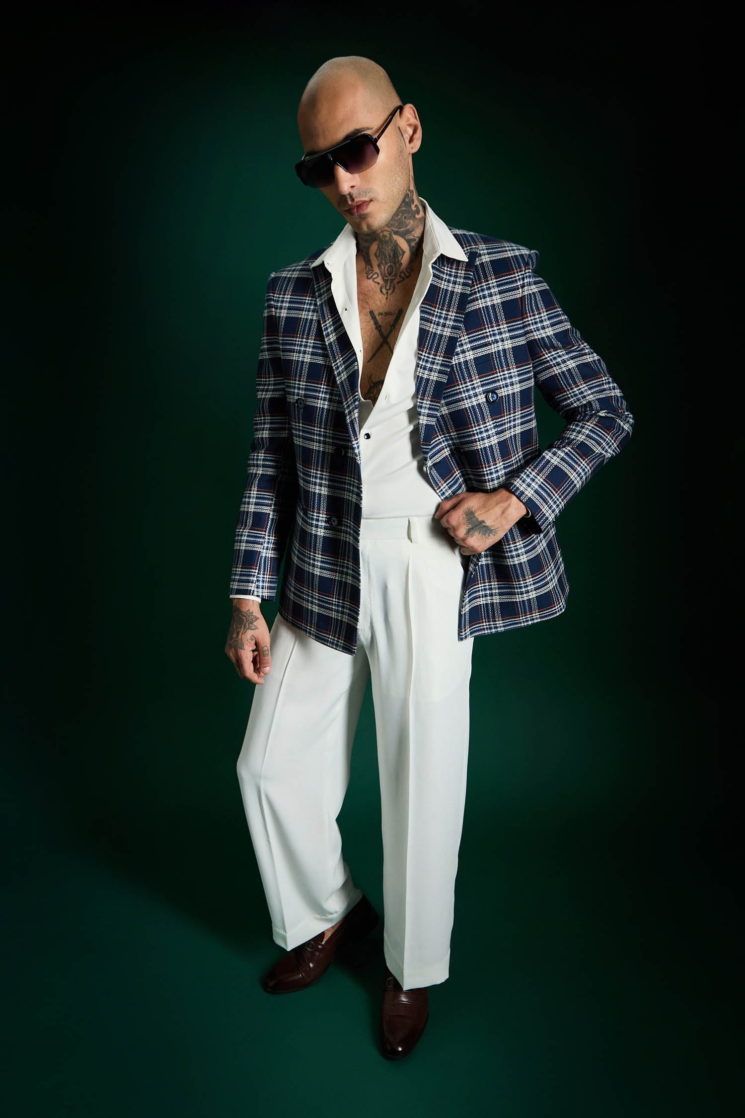 The Board Room Blazer Plaid Checks - Navy