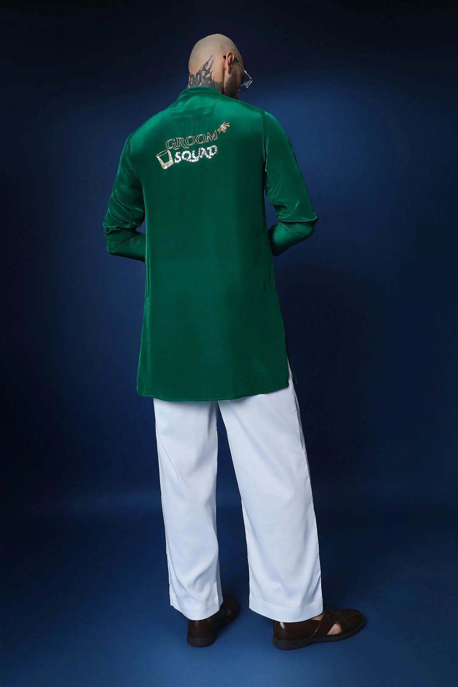 Groom Squad Hand Embroidered Kurta - Green