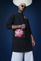 Solstice Hand Embroidered Bundi Set - Navy