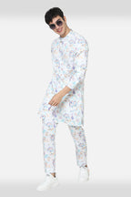 White Printed Kurta Set