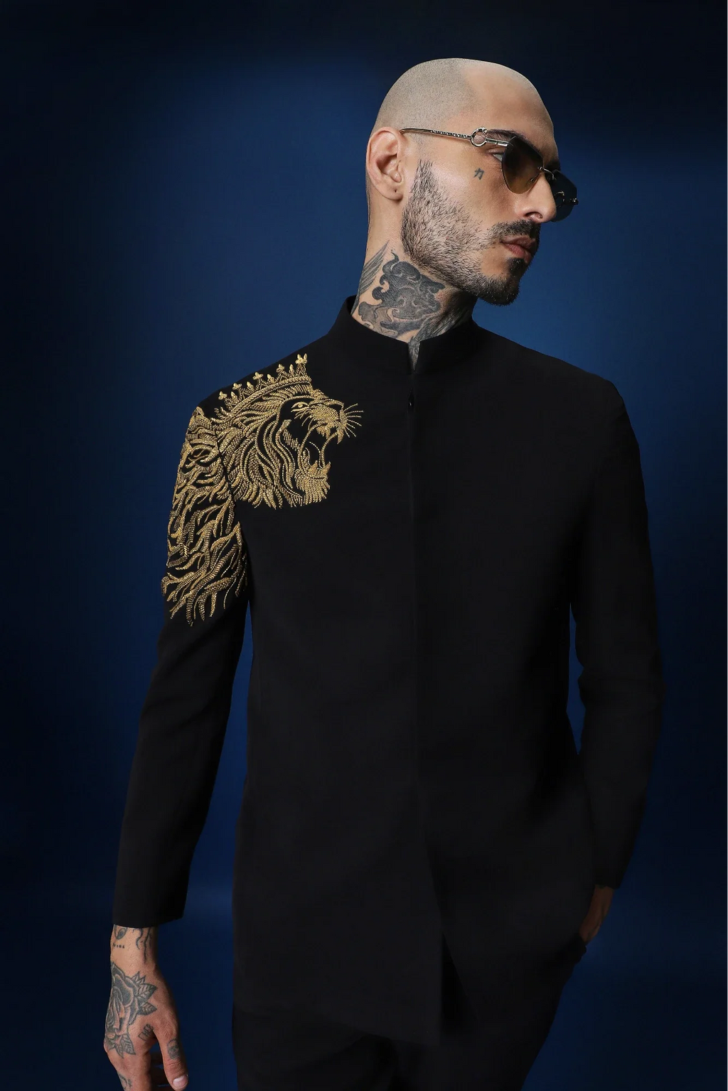 Narasimha Hand Embroidered Bandhgala - Black