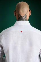 Heart Hand Embroidered Irish Linen Shirt - White