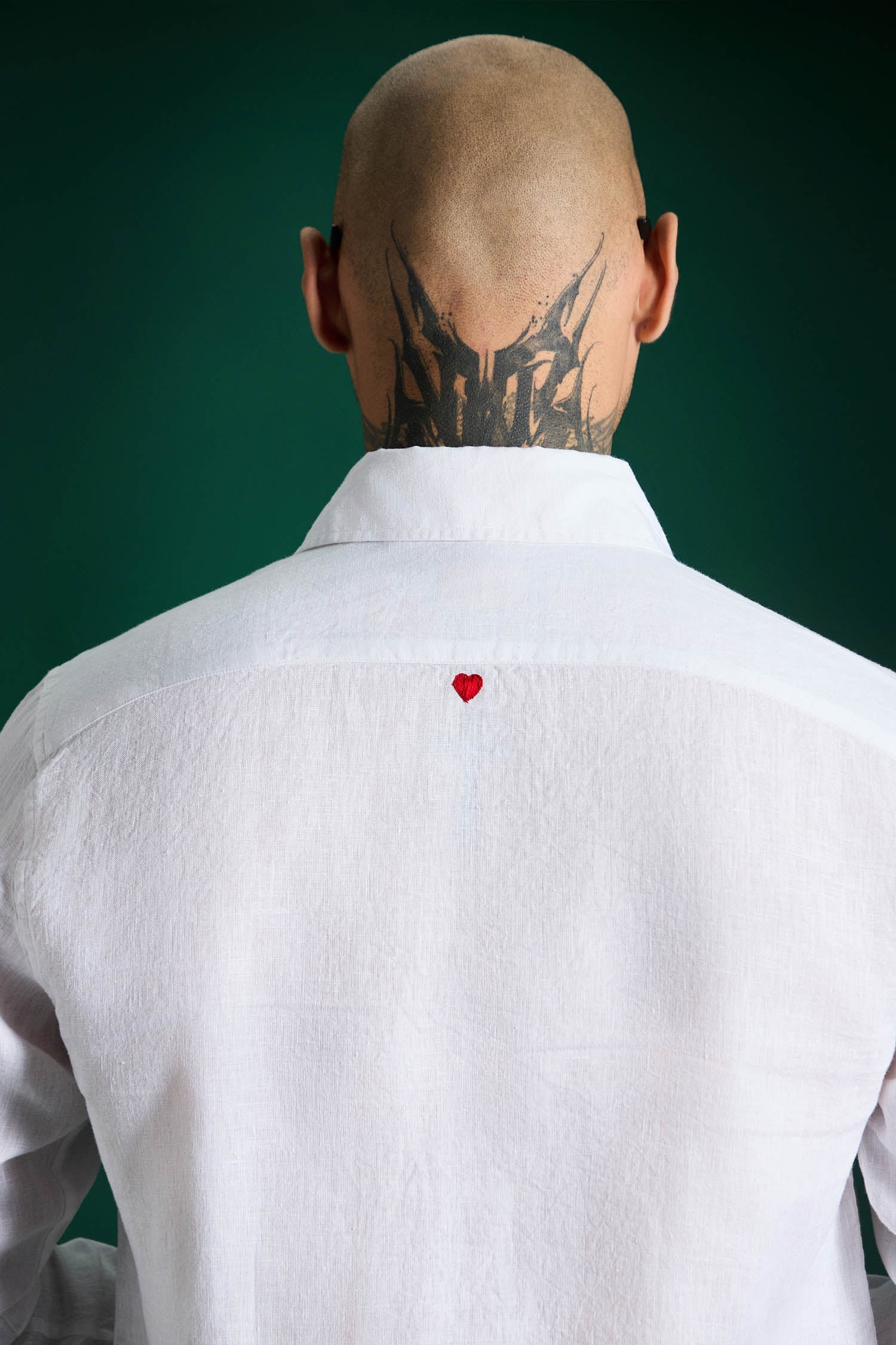 Heart Hand Embroidered Irish Linen Shirt - White