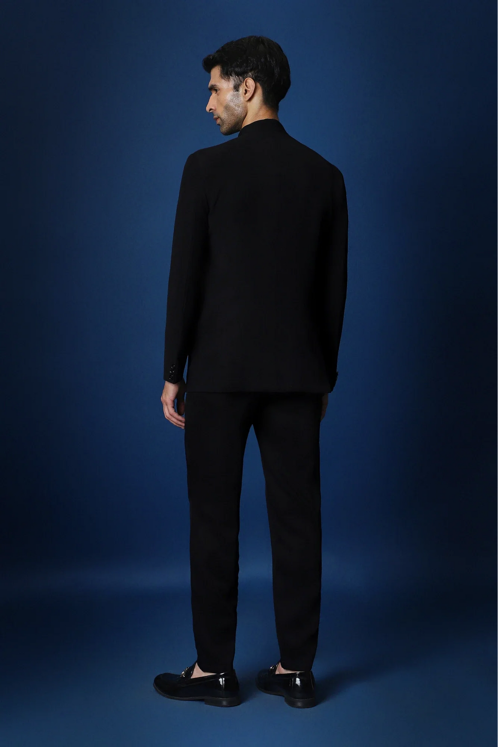 Yanai (Elephant) Hand Embroidered Bandhgala - Black