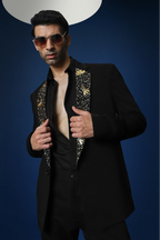 Nova Hand Embroidered Tuxedo - Black