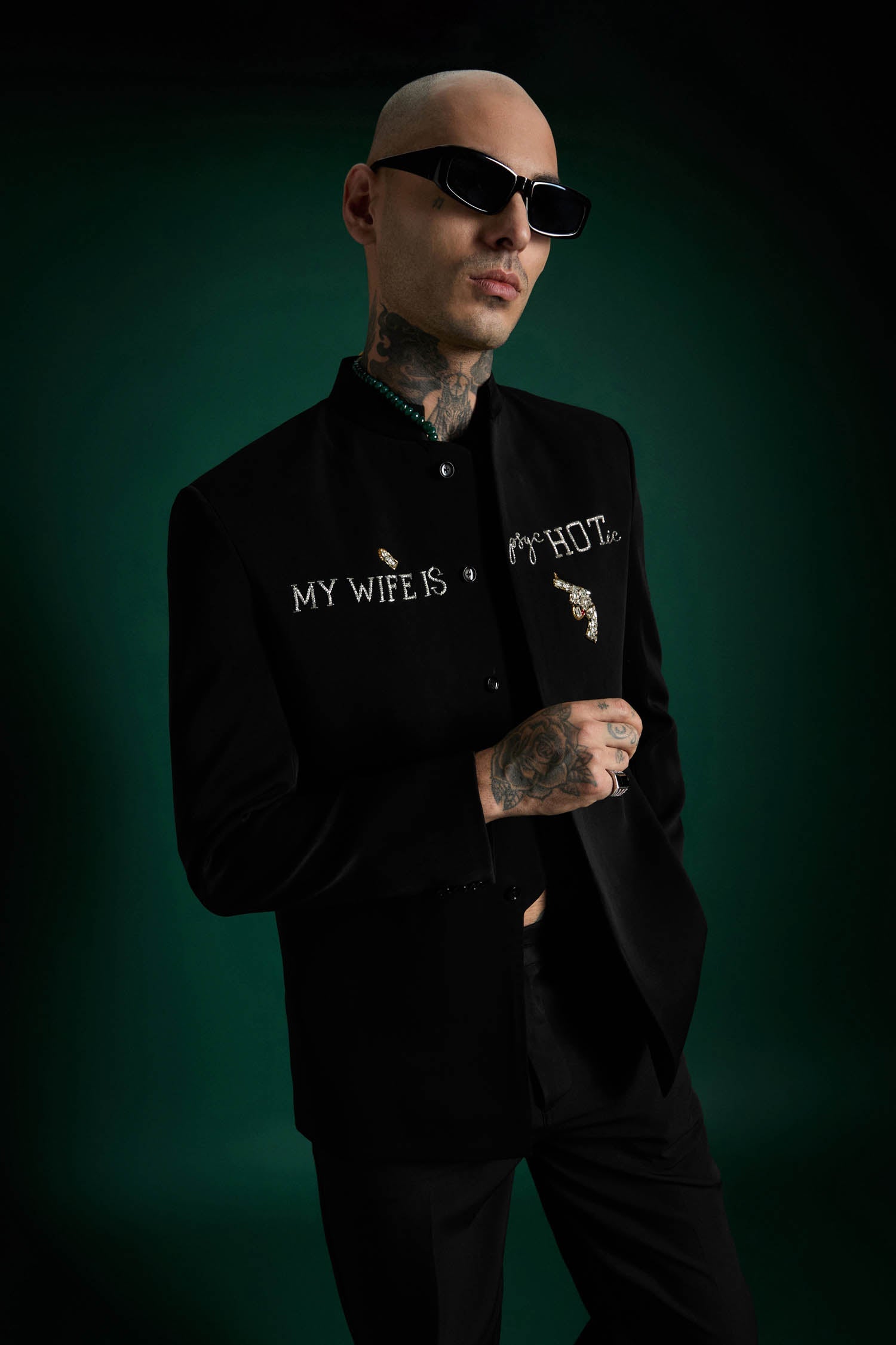 My Wife Is Psychotic-hand Embroidered Bandhgala