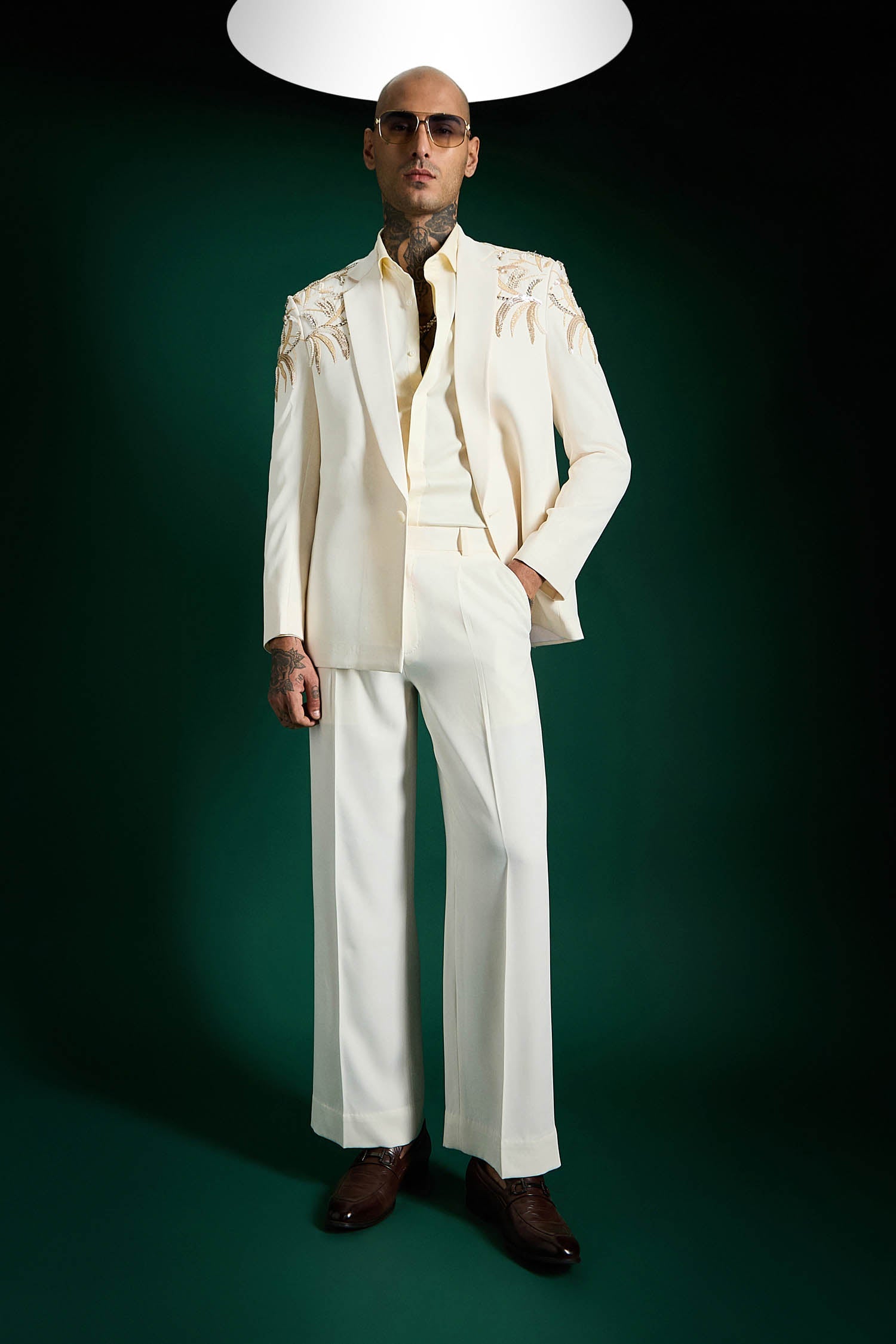 Shoulder Leaves - Hand Embroidered Designer Tuxedo