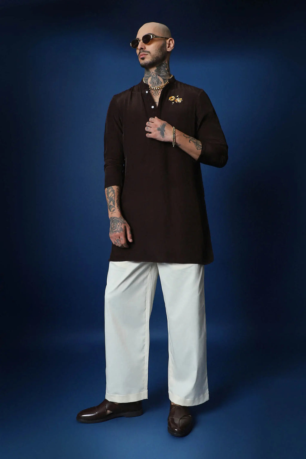 Bride Squad Hand Embroidered Kurta - Brown