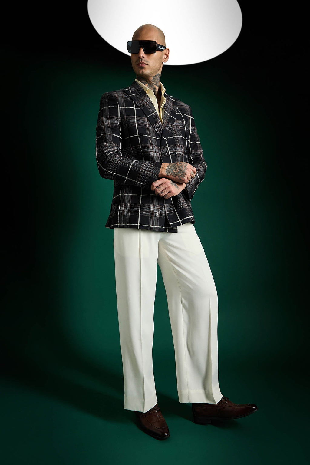 The Board Room Tartan Checks Blazer - Black