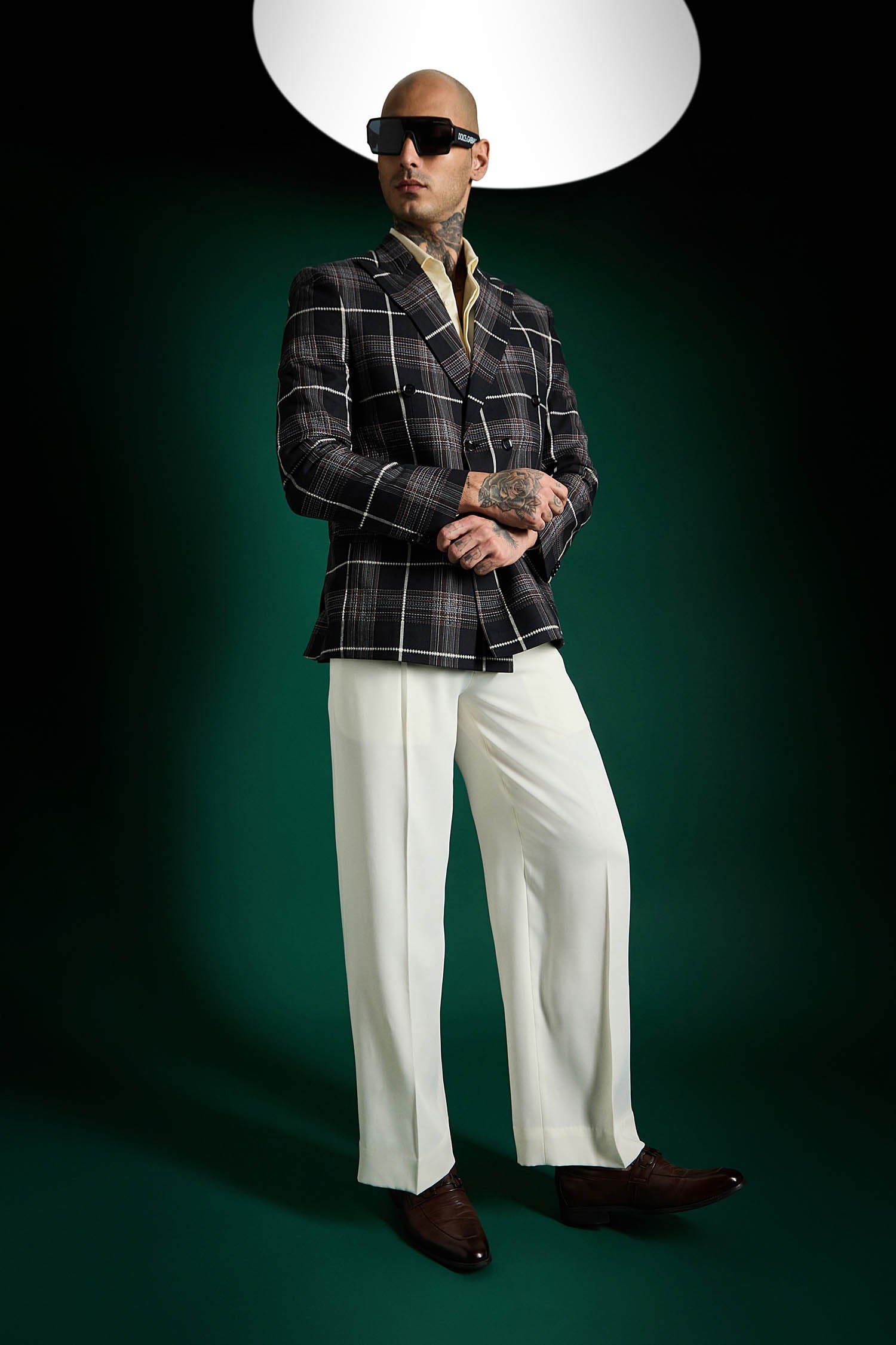 The Board Room Tartan Checks Blazer - Black