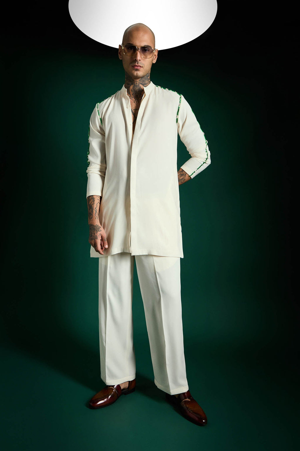 Cue Hand Embroidered Designer Kurta Set - Ivory