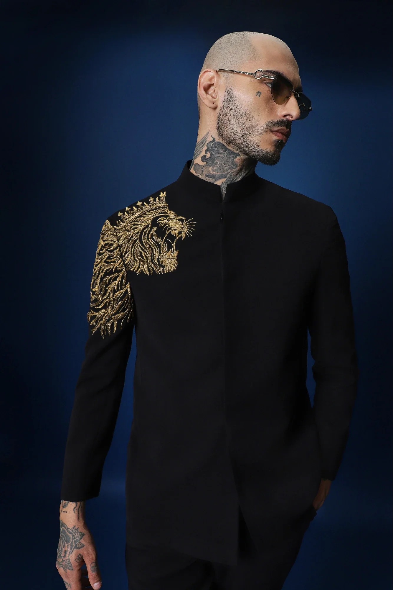 Narasimha Hand Embroidered Bandhgala - Black