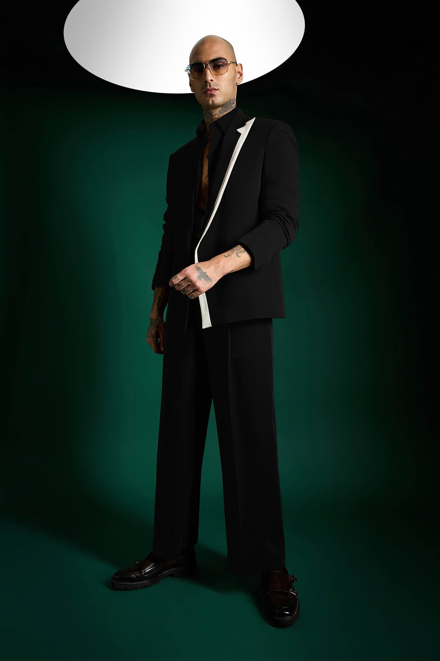 Double Lapel The Board Room Designer Blazer Set - Black