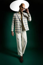 The Board Room Plaid Checks Blazer - Ivory