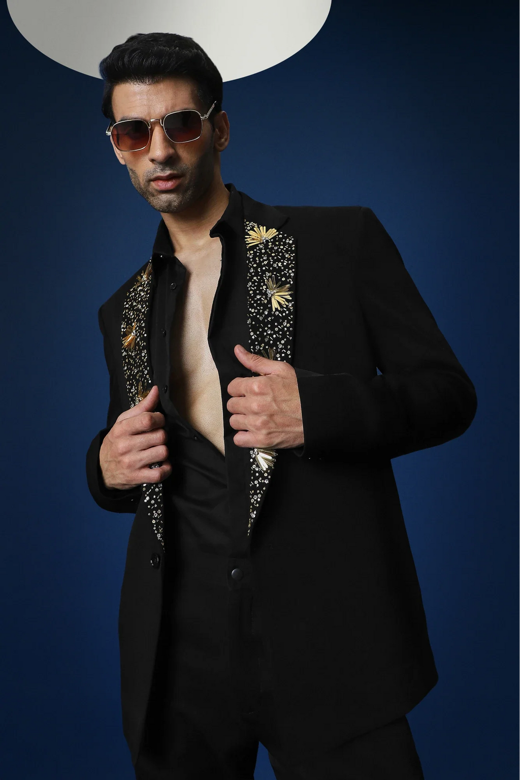 Nova Hand Embroidered Tuxedo - Black