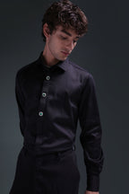 Regal(Green Rhinestone) - Hand Embroidered Designer Shirt - Black