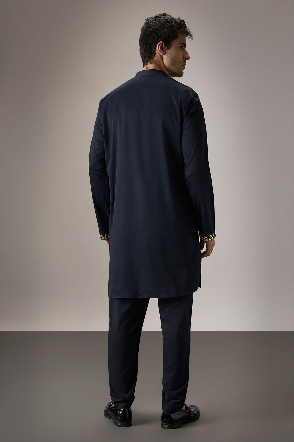 Ripple(Traditional) - Hand Embroidered Designer Kurta - Navy