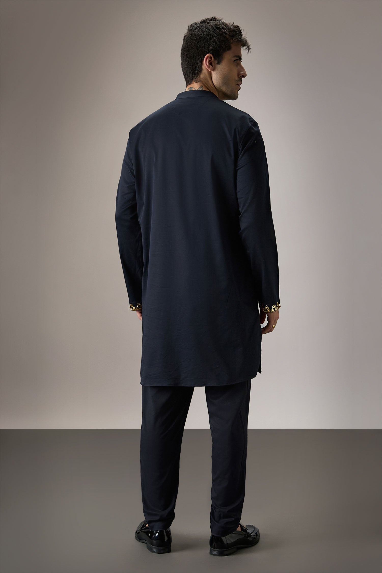 Ripple(Traditional) - Hand Embroidered Designer Kurta - Navy