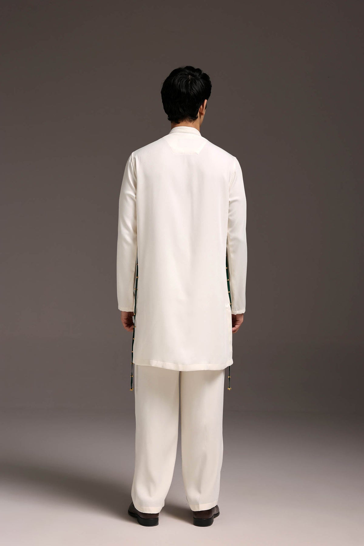 Cord (Ghungroo)- Hand Embroidered Designer Kurta Set - Ivory