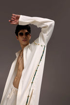 Cord (Ghungroo)- Hand Embroidered Designer Kurta Set - Ivory