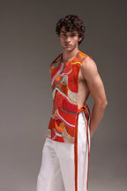 Zest - Hand Embroidered Designer Bib - Rust Orange