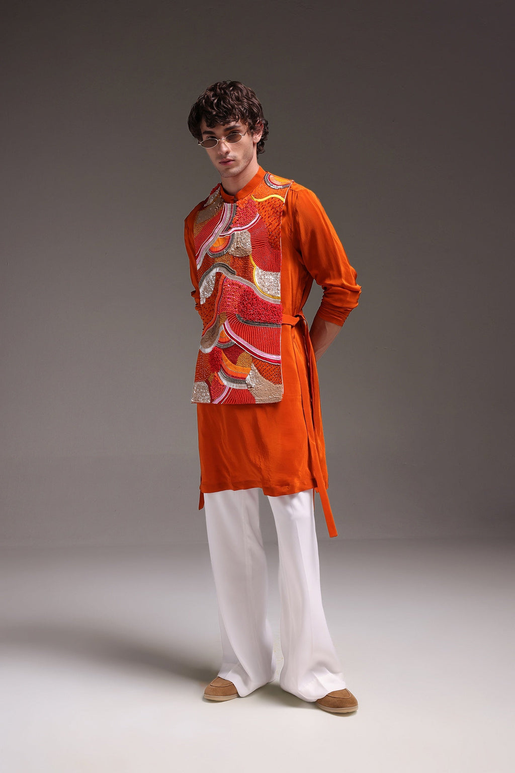 Zest - Hand Embroidered Designer Bib - Rust Orange