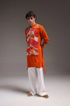 Zest - Hand Embroidered Designer Bib - Rust Orange