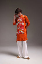 Zest - Hand Embroidered Designer Bib - Rust Orange