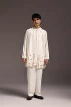 Roe - Hand Embroidered Designer Shawl - Ivory