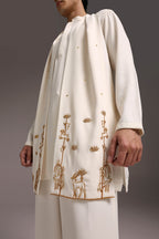 Roe - Hand Embroidered Designer Shawl - Ivory
