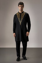 Tidal(Ocean)- Hand Embroidered Designer Kurta - Black