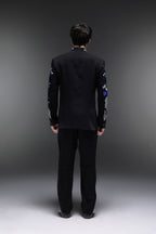 Jungle Paradise - Hand Embroidered Bandhgala - Black