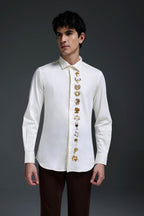 Zodiac Signs - Hand Embroidered Designer Shirt - Ivory