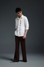 Zodiac Signs - Hand Embroidered Designer Shirt - Ivory