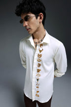 Zodiac Signs - Hand Embroidered Designer Shirt - Ivory