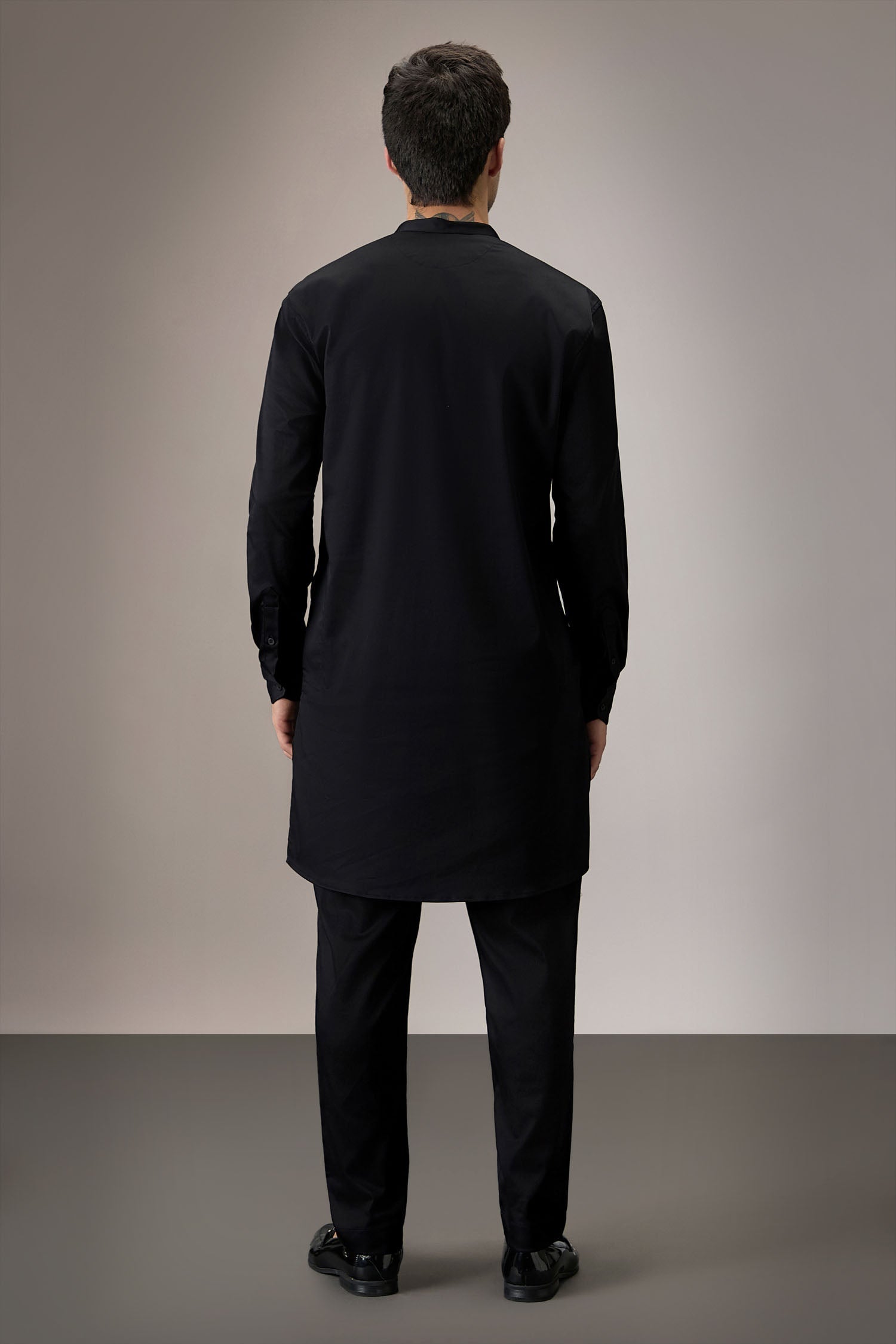 Tidal(Ocean)- Hand Embroidered Designer Kurta - Black