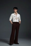 Gini(Bull) - Hand Embroidered Designer Shirt - Ivory
