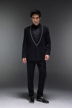 Lucid (Rhinestones) - Hand Embroidered Designer Tuxedo - Black
