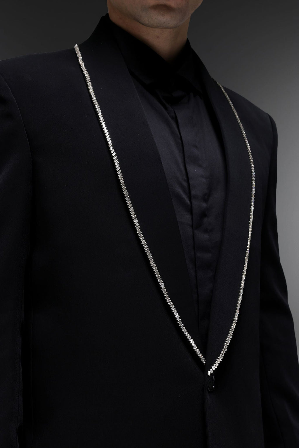 Lucid (Rhinestones) - Hand Embroidered Designer Tuxedo - Black