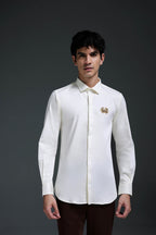 Crab - Hand Embroidered Designer Shirt - Ivory