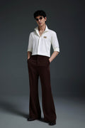 Crab - Hand Embroidered Designer Shirt - Ivory