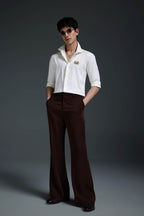 Crab - Hand Embroidered Designer Shirt - Ivory