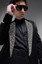 Glint(Rhinestones) - Hand Embroidered Designer Tuxedo - Black
