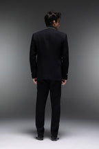 Glint(Rhinestones) - Hand Embroidered Designer Tuxedo - Black