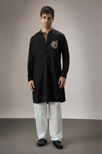 Blossom - Hand Embroidered Designer Kurta - Black