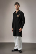Blossom - Hand Embroidered Designer Kurta - Black