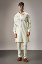 Dameslfly (Dragonfly) Hand Embroidered Designer Kurta - Ivory