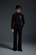 King Of Beast (Lion) - Hand Embroidered Designer Shirt - Black