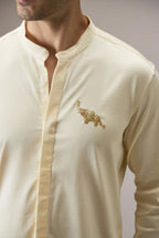 Mere Yaar Ki Shaddi Hai- Hand Embroidered Designer Kurta - Ivory